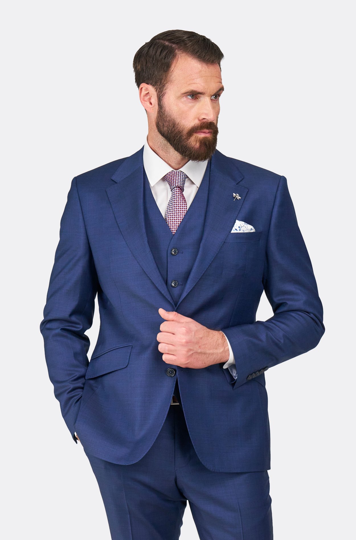 Tmavě modrý vlněný oblek Whitmore