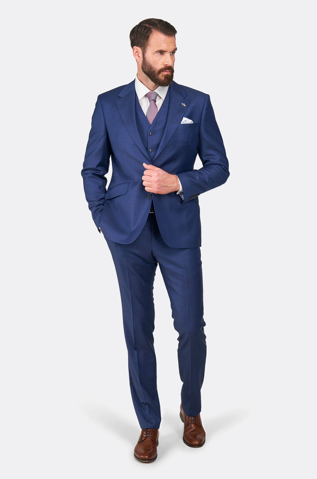 Tmavě modrý vlněný oblek Whitmore