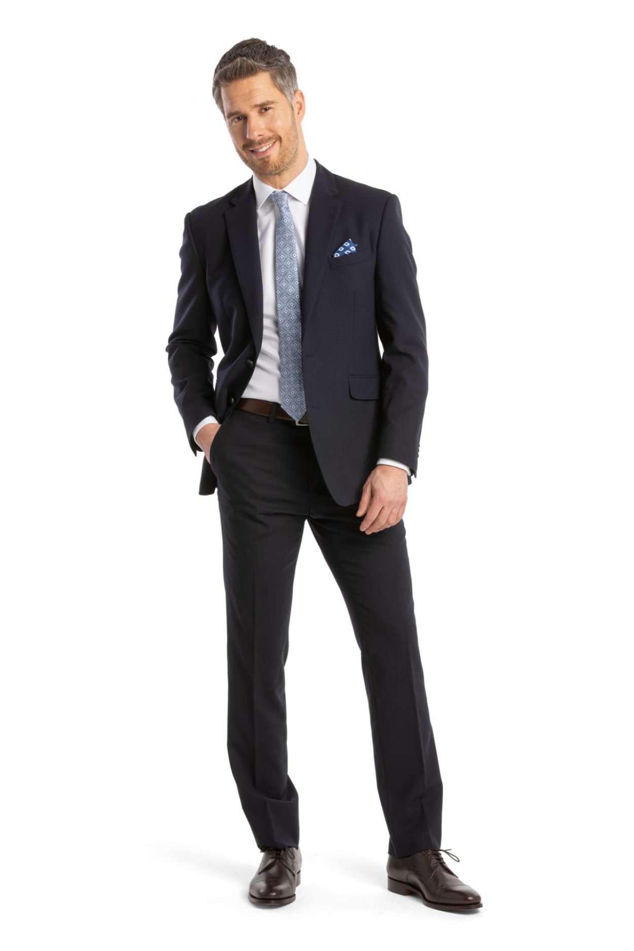 Tmavě modrý vlněný oblek Hopkins