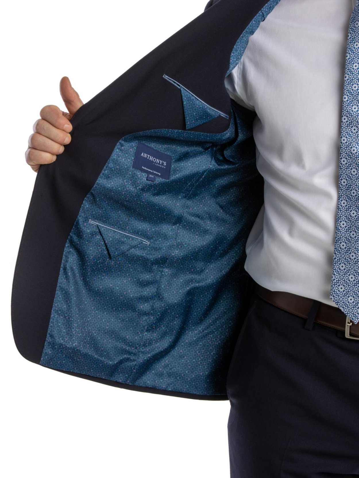 Tmavě modrý vlněný oblek Hopkins