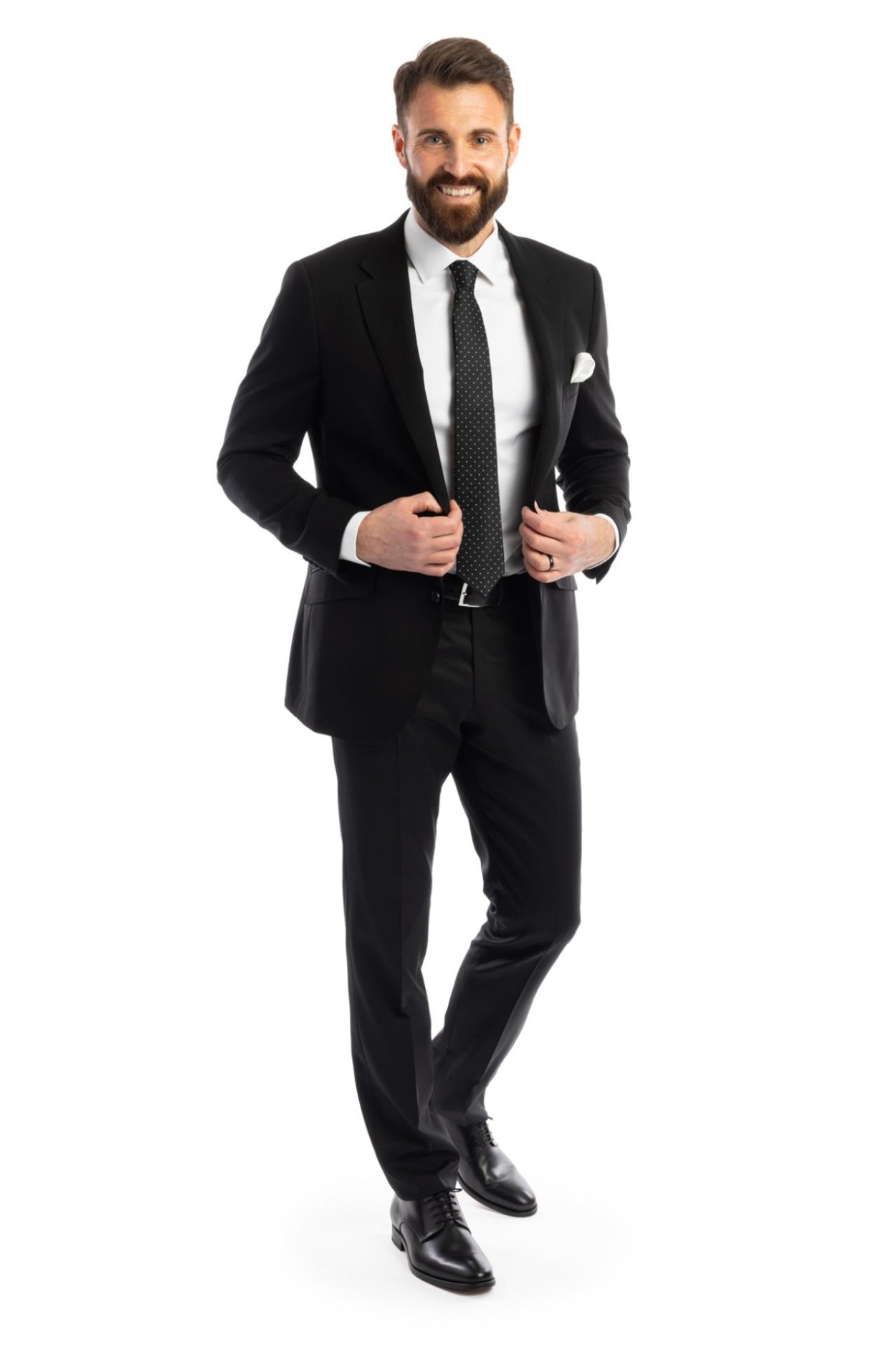 Černý vlněný oblek Fitzrovia