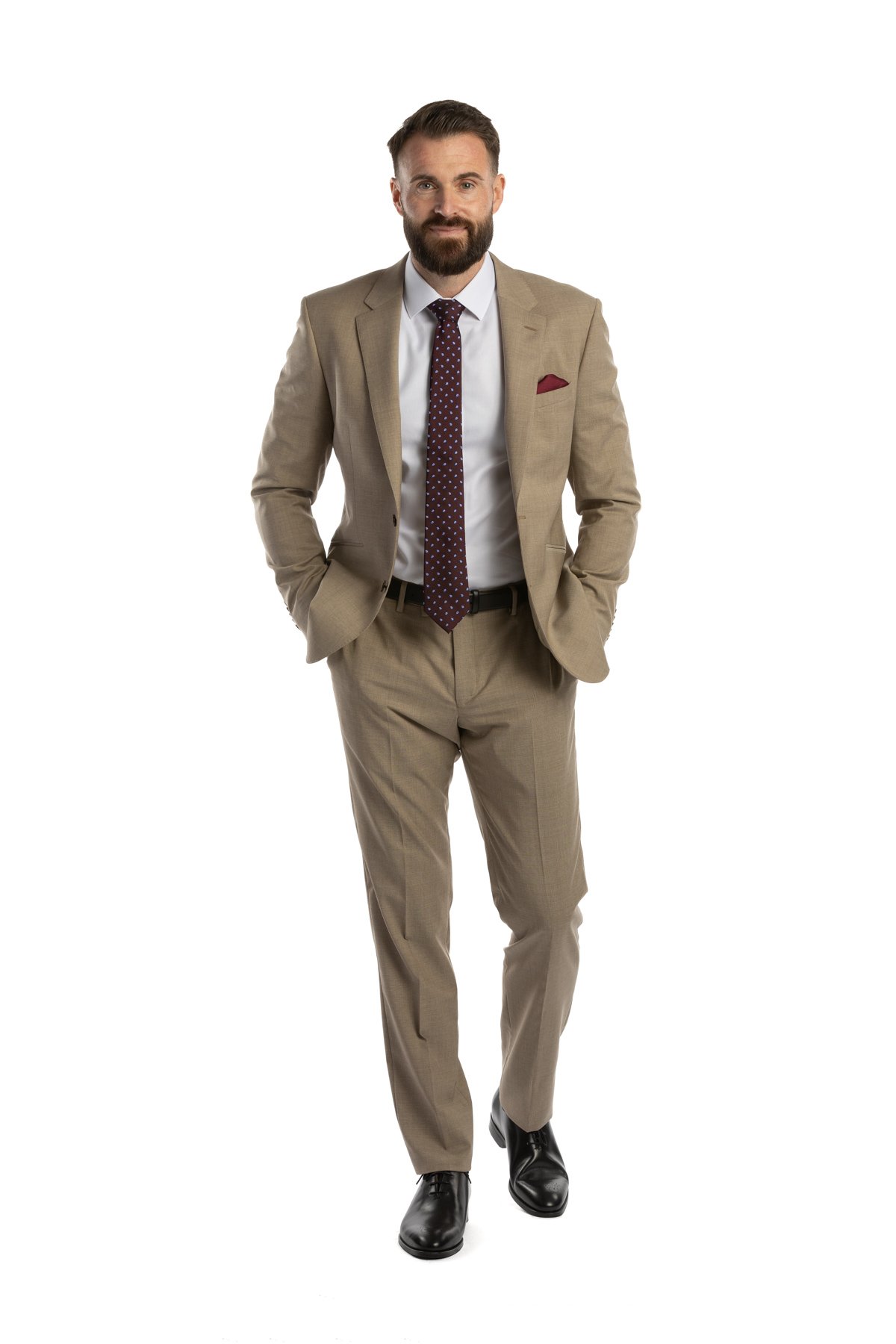 Béžový vlněný oblek Verona