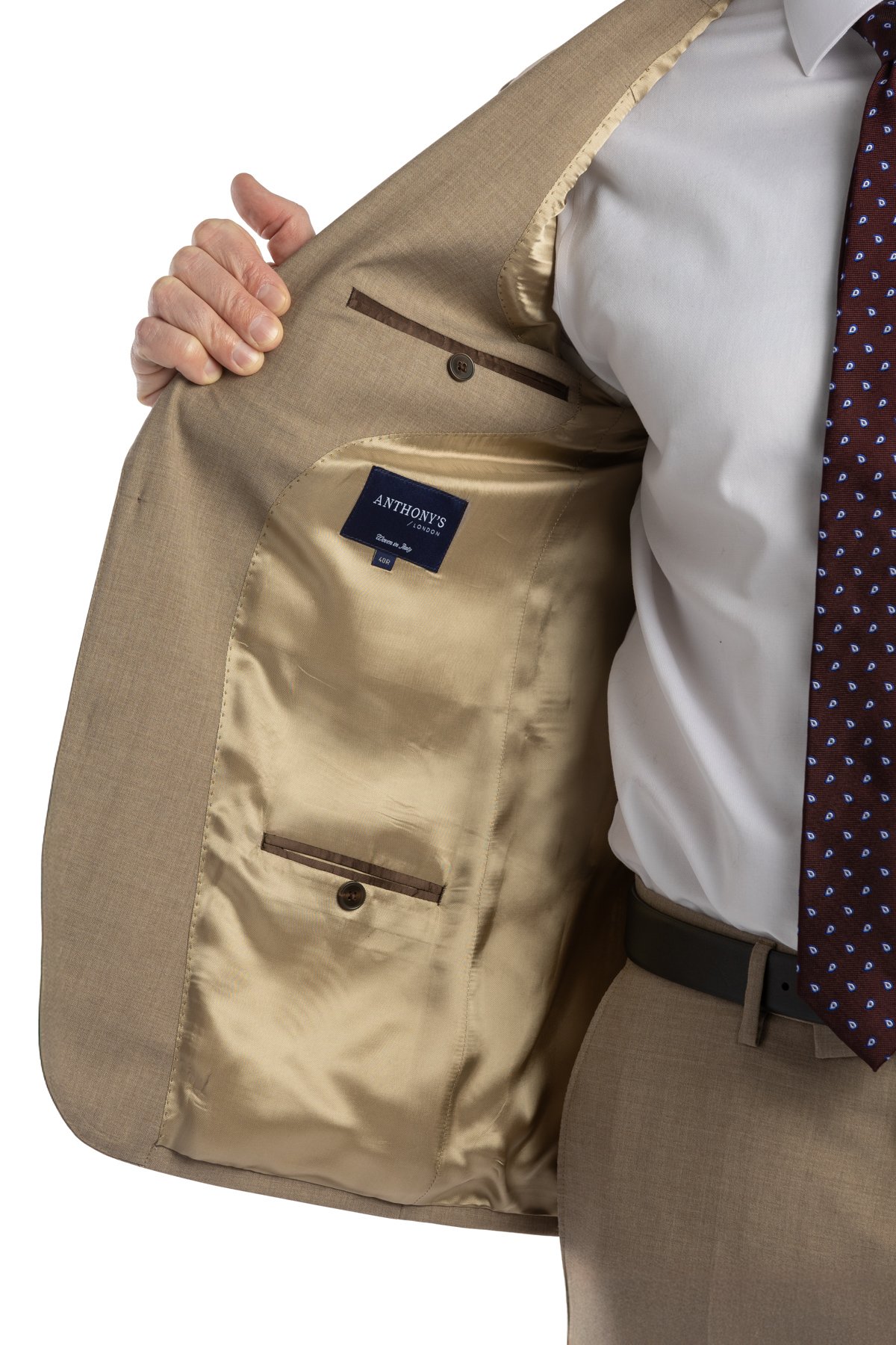 Béžový vlněný oblek Verona