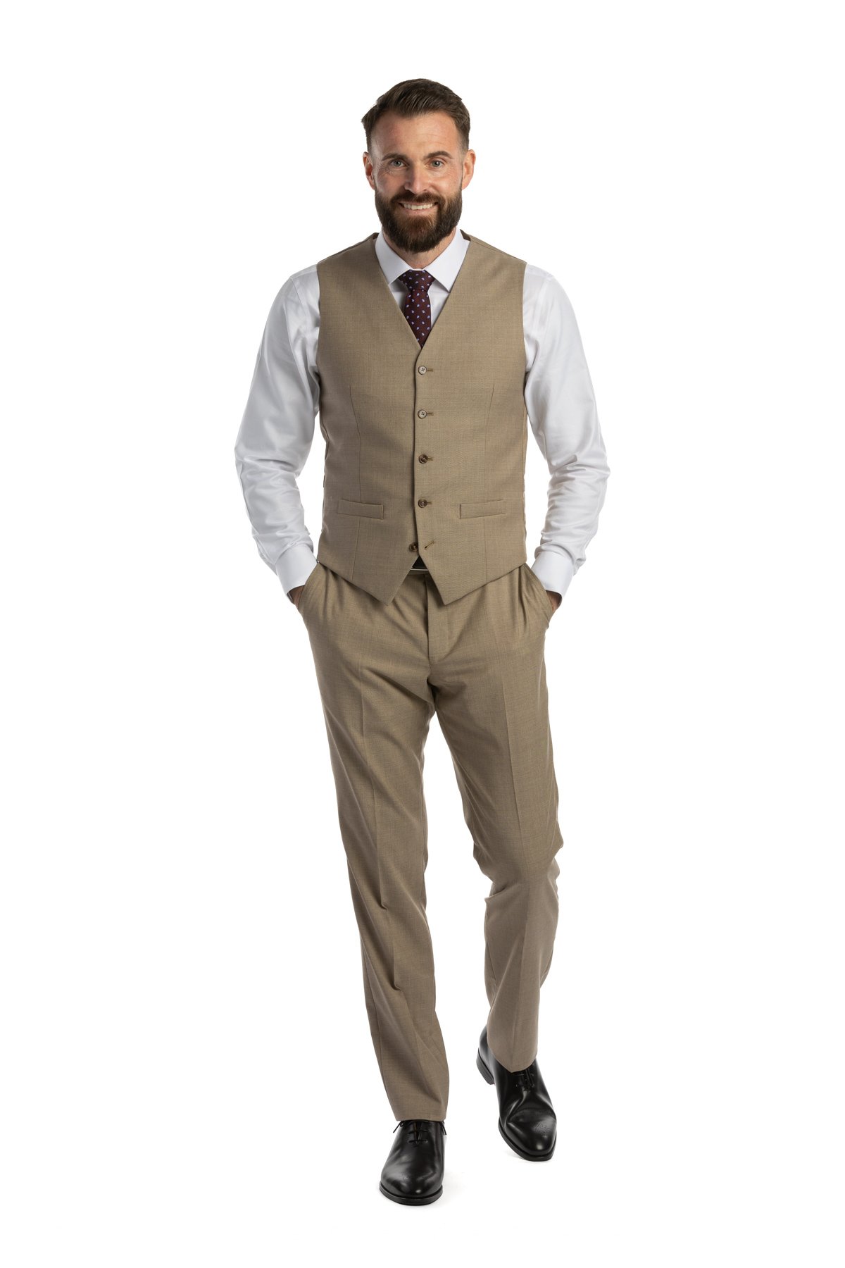 Béžový vlněný oblek Verona