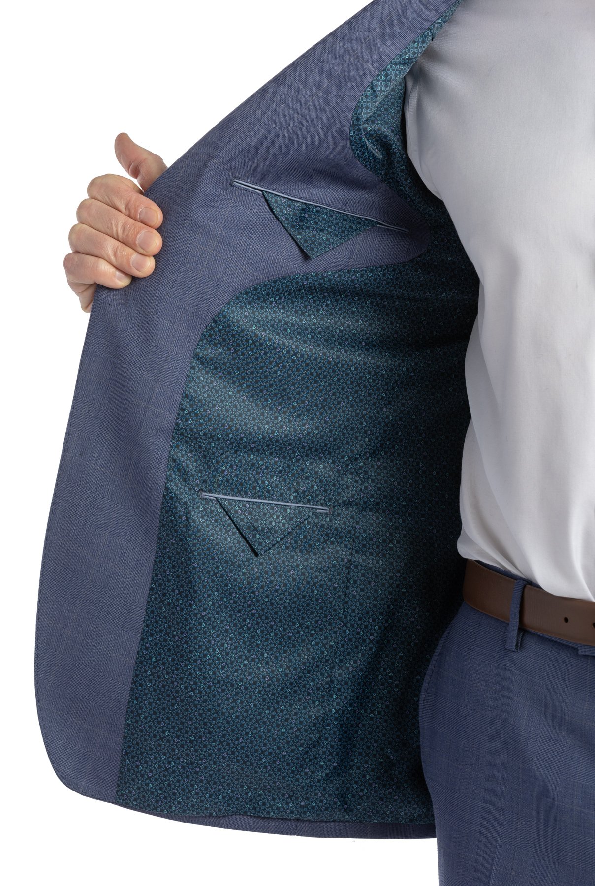 Modrý vlněný oblek Cromford s kostkou