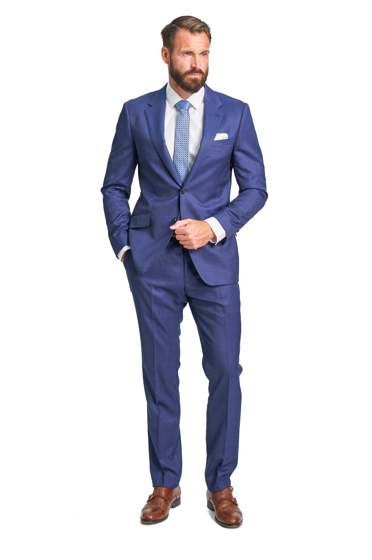 Tmavě modrý vlněný oblek Hartford