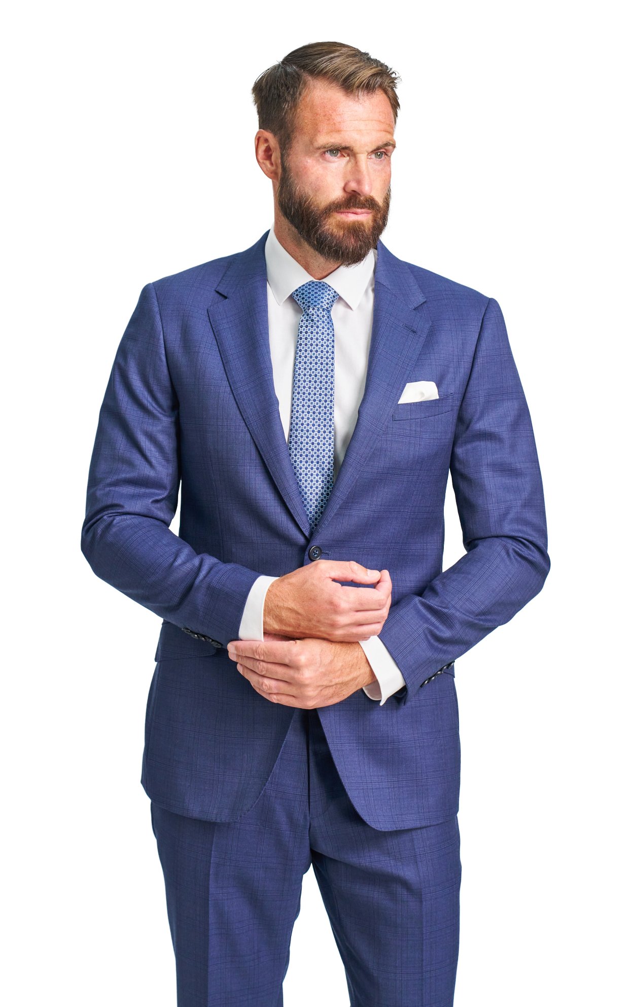 Tmavě modrý vlněný oblek Hartford