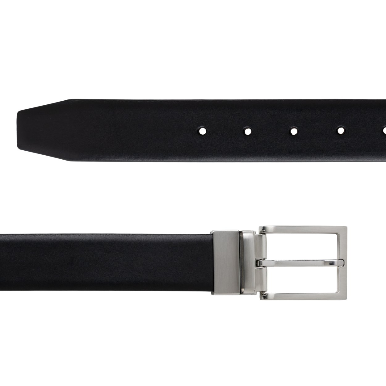 Černý oboustraný kožený pásek