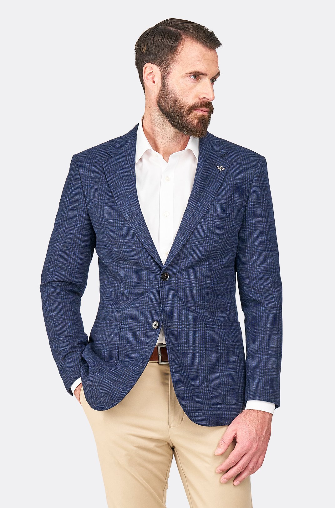 Modré pletené sako Kingsland s kostkou