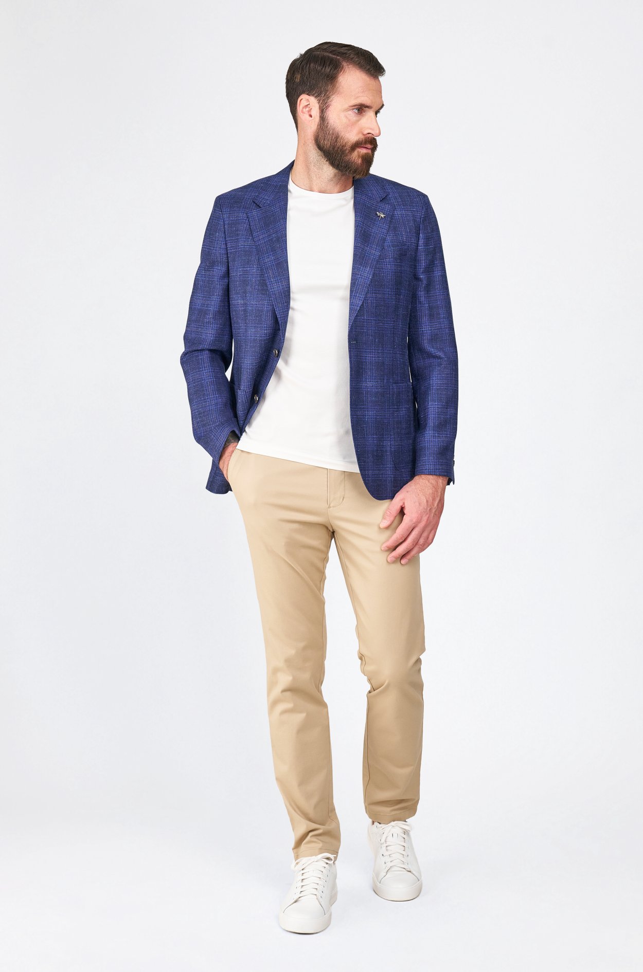 Modré pletené sako Kingsland s kostkou