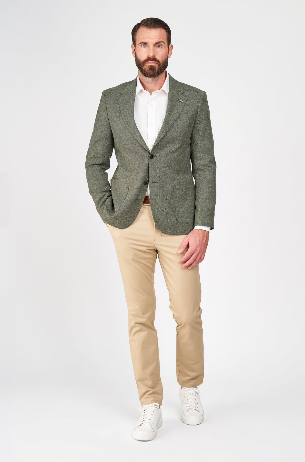 Olivové vlněné sako Ashford