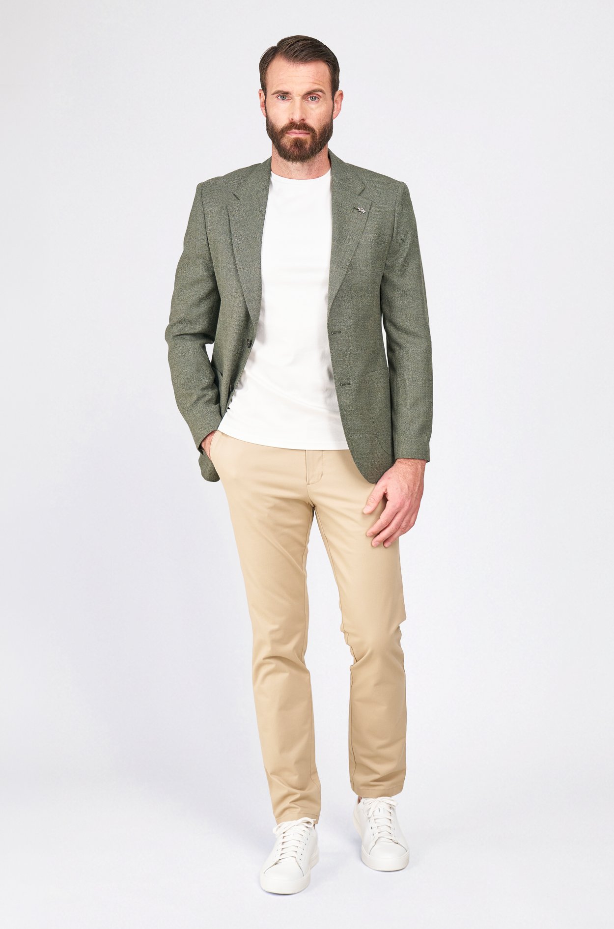 Olivové vlněné sako Ashford