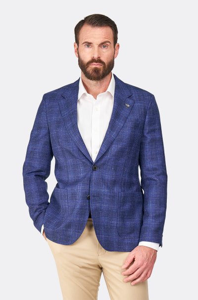 Hnědomodré sako Bastien s kostkou