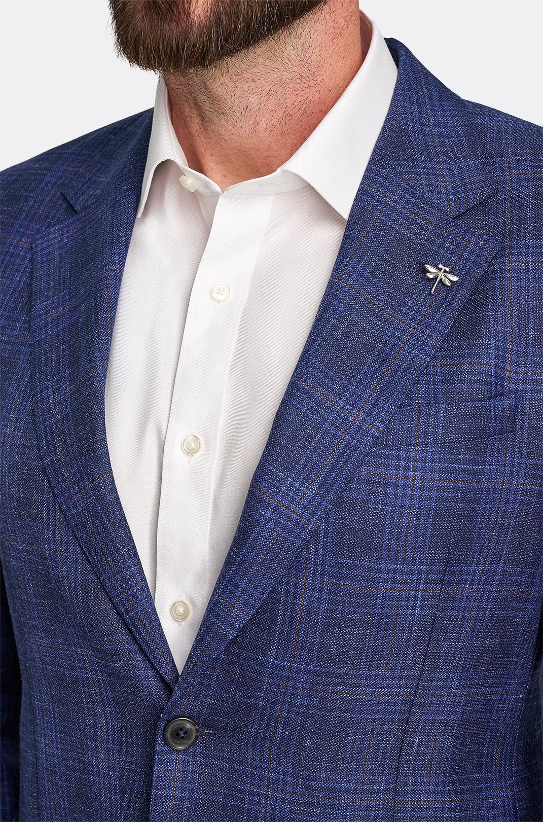 Hnědomodré vlněné sako Bastien s kostkou