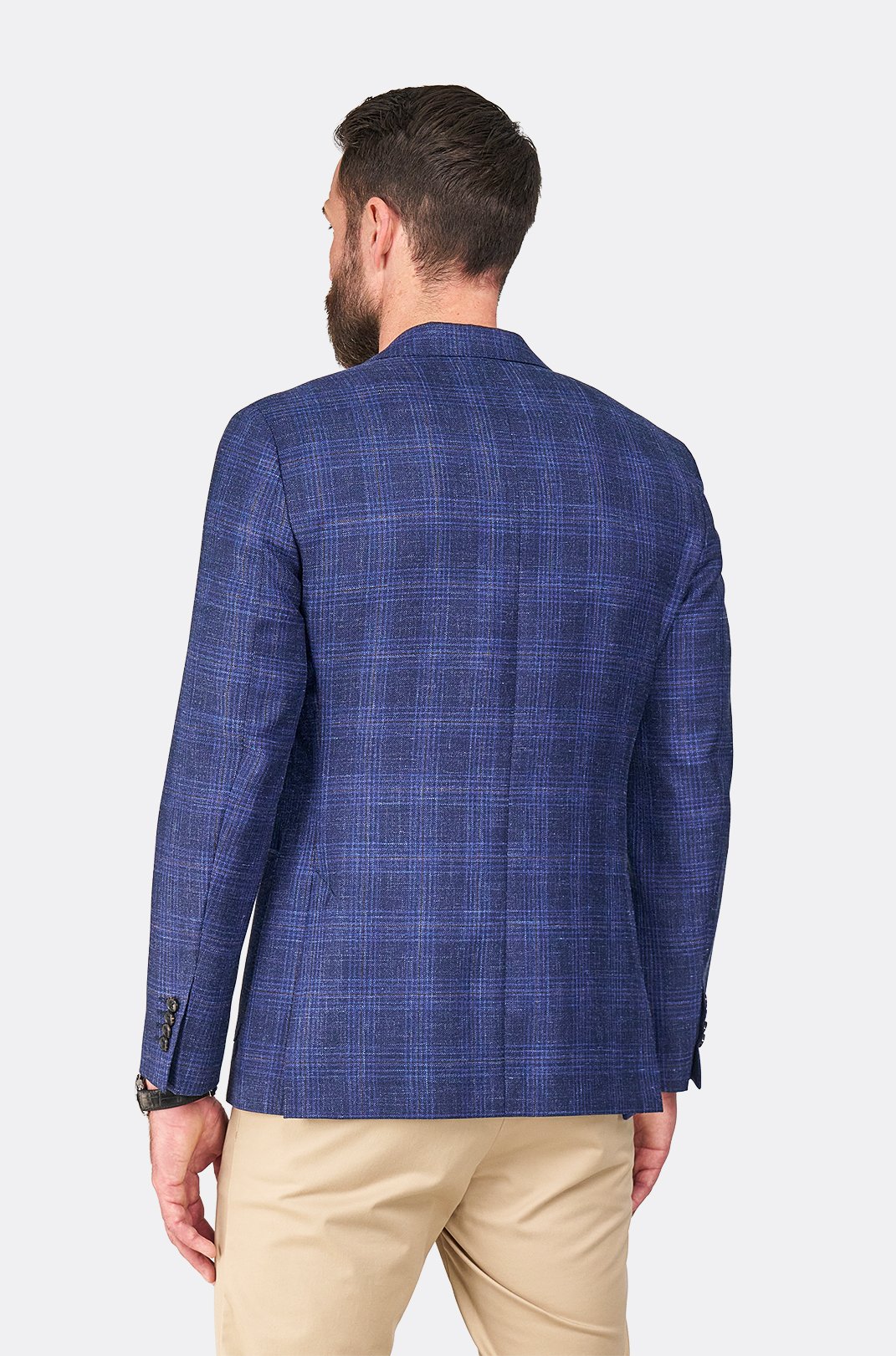 Hnědomodré vlněné sako Bastien s kostkou