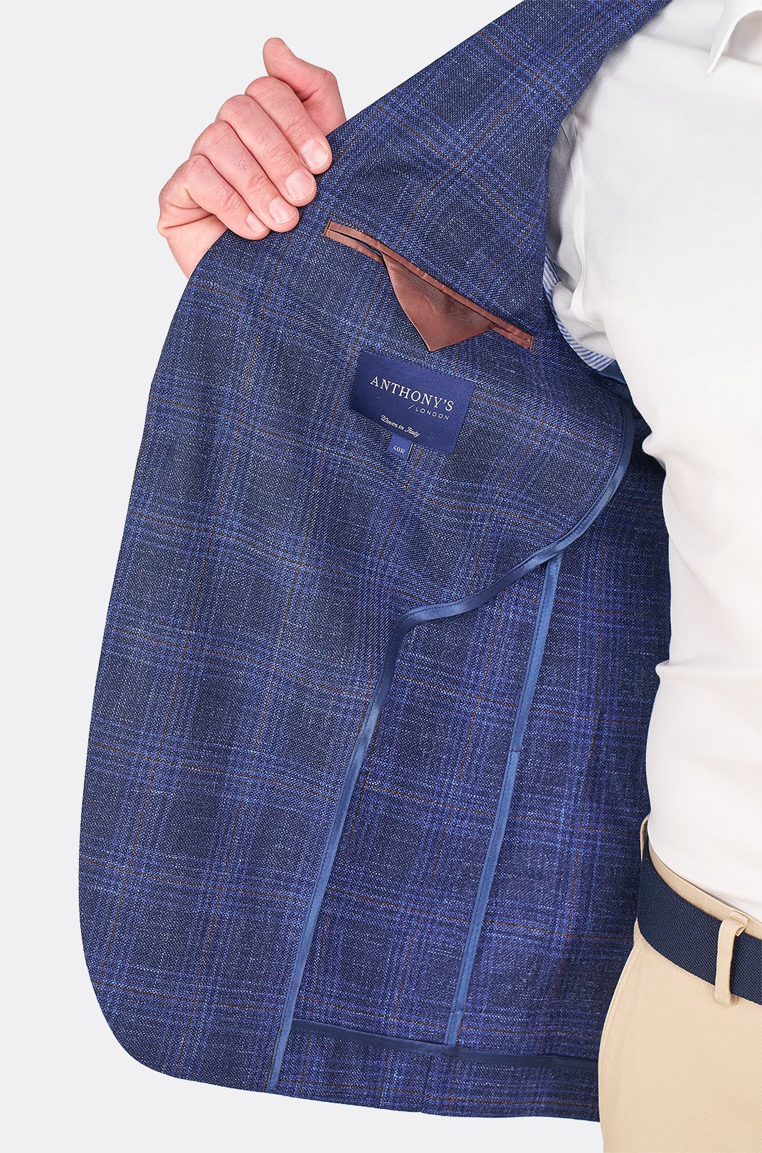 Hnědomodré vlněné sako Bastien s kostkou