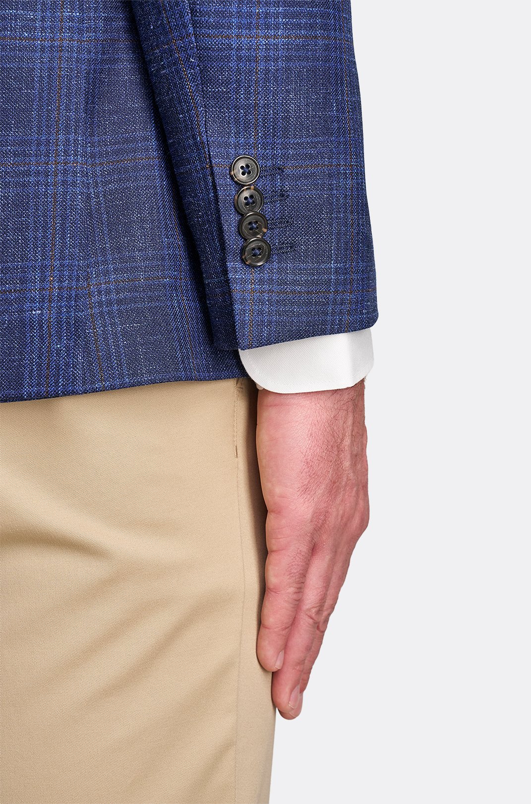 Hnědomodré vlněné sako Bastien s kostkou