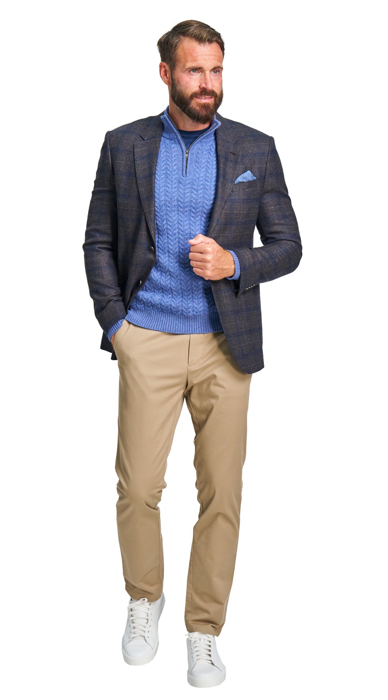 Hnědomodré vlněné sako Varese s kostkou