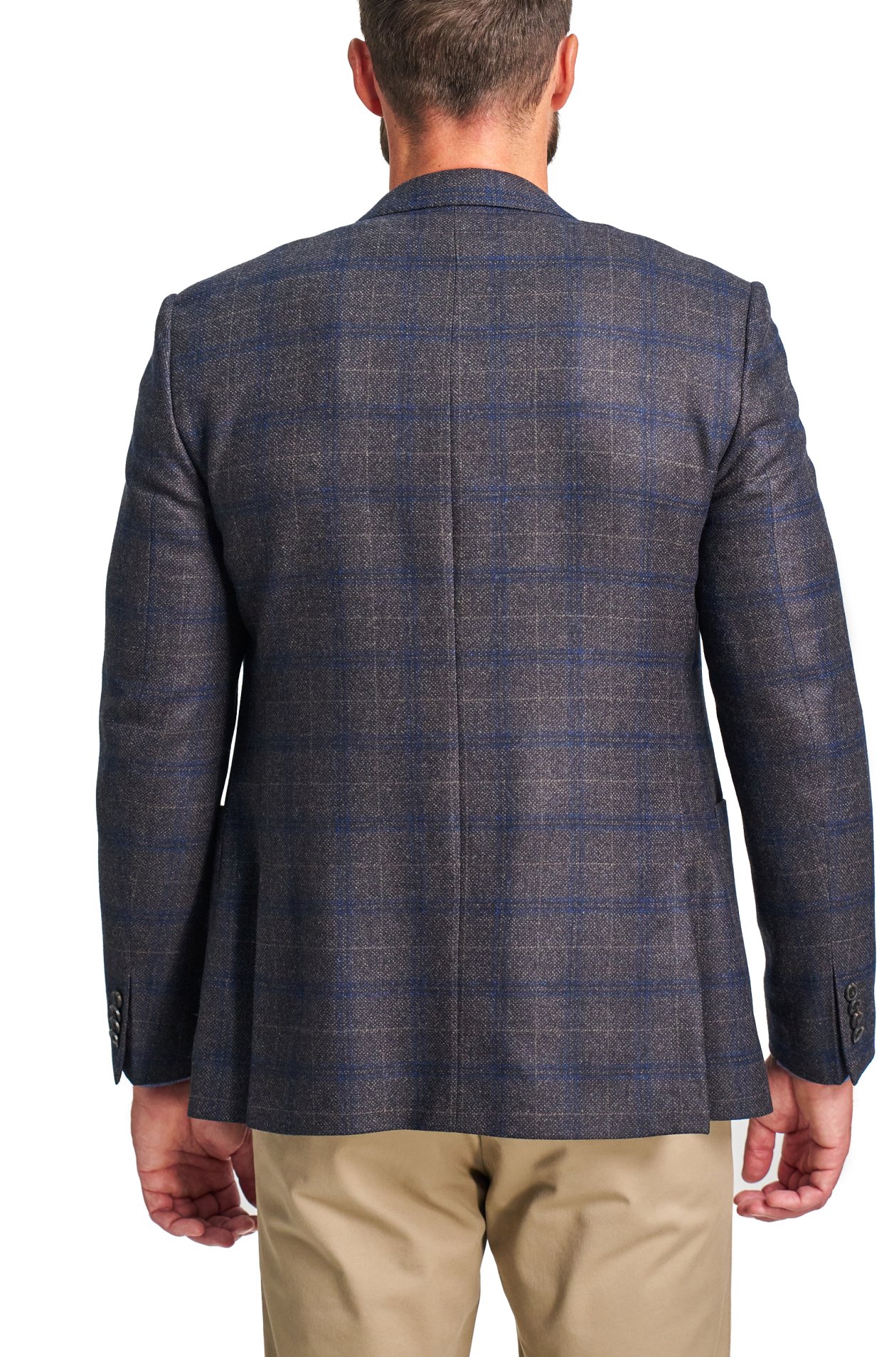 Hnědomodré vlněné sako Varese s kostkou