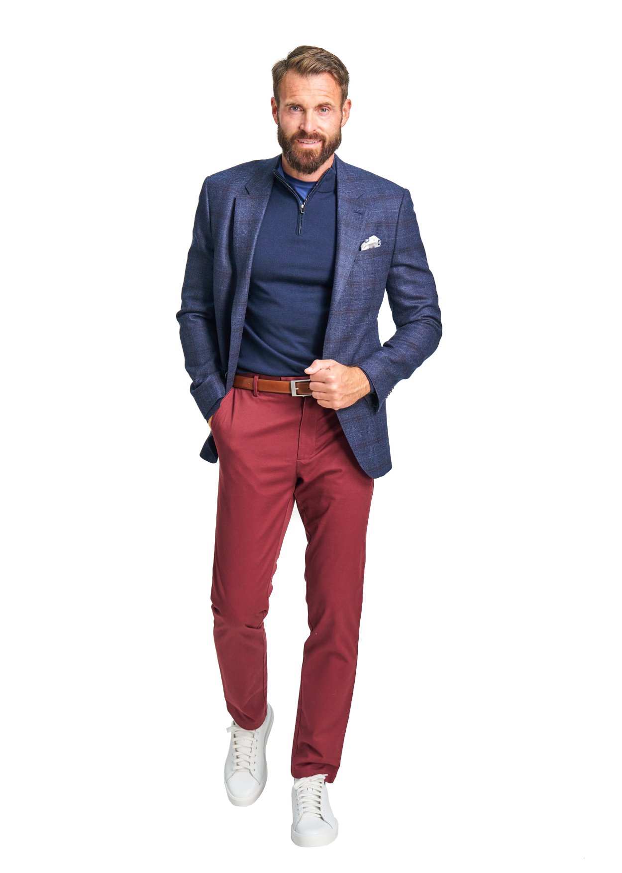 Tmavě modré vlněné sako Fermo s kostkou