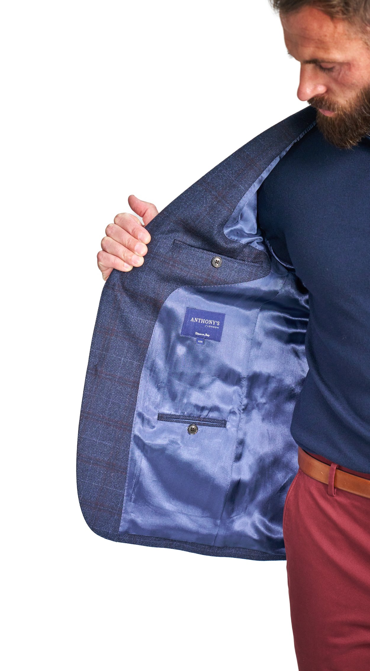 Tmavě modré vlněné sako Fermo s kostkou