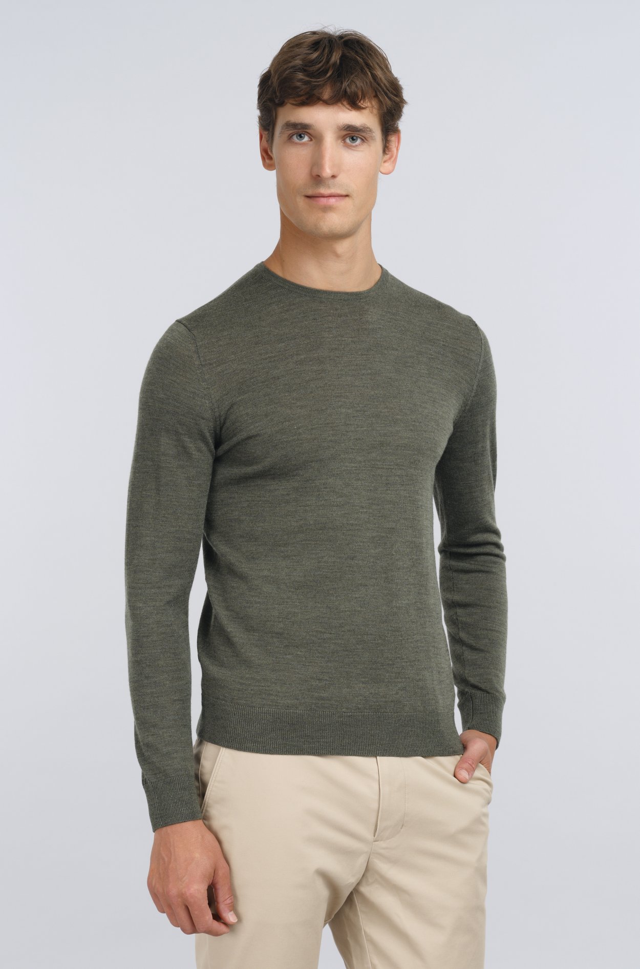 Olivový merino svetr Hampstead