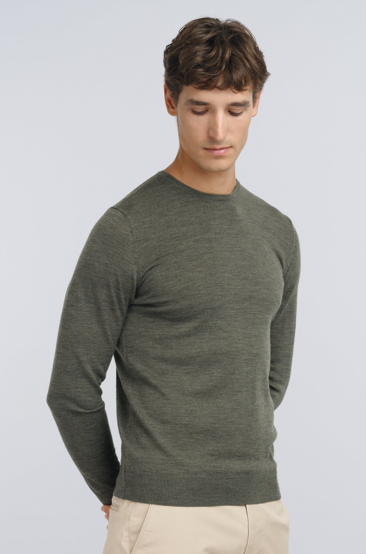 Olivový merino svetr Hampstead