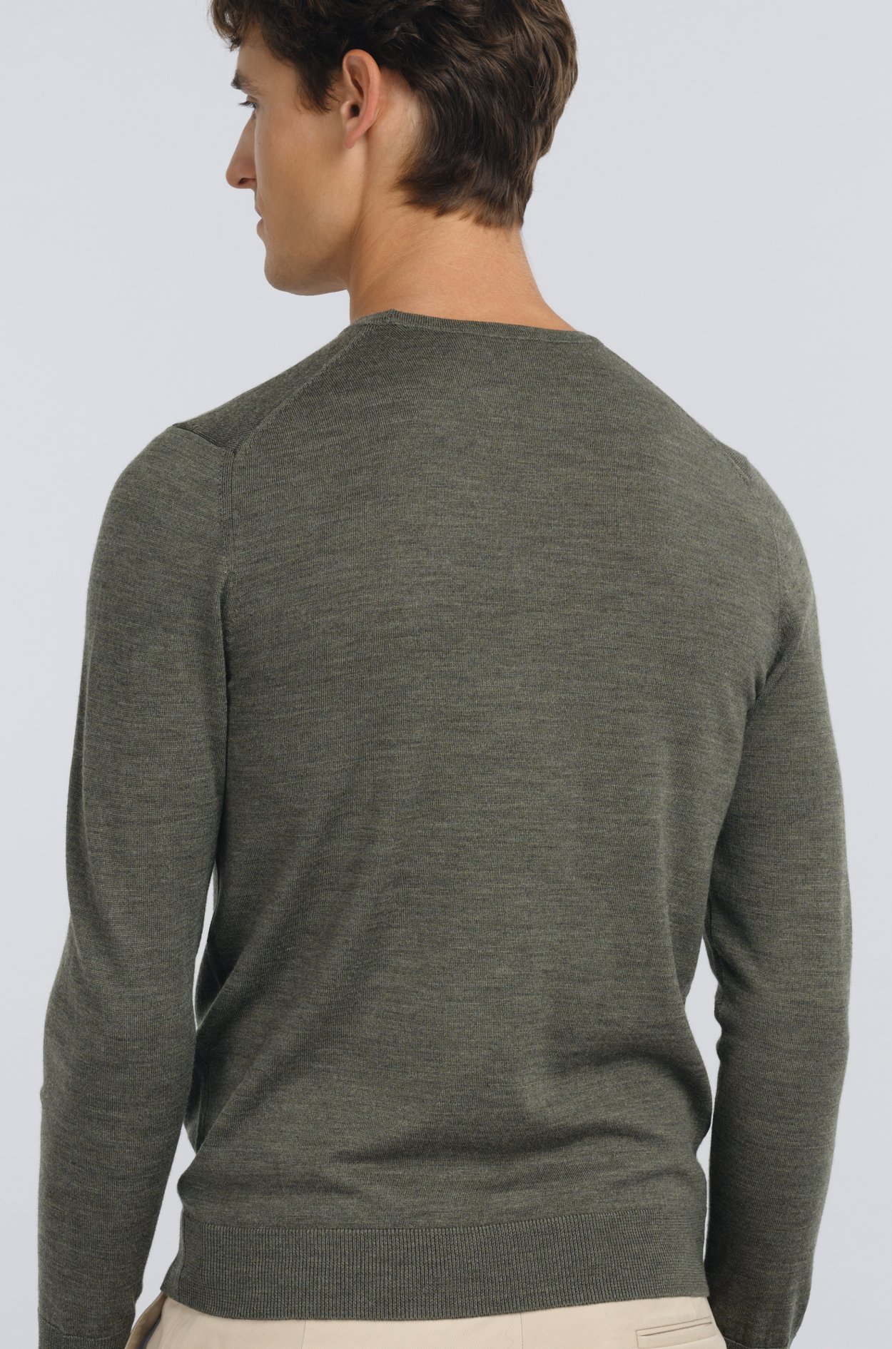Olivový merino svetr Hampstead