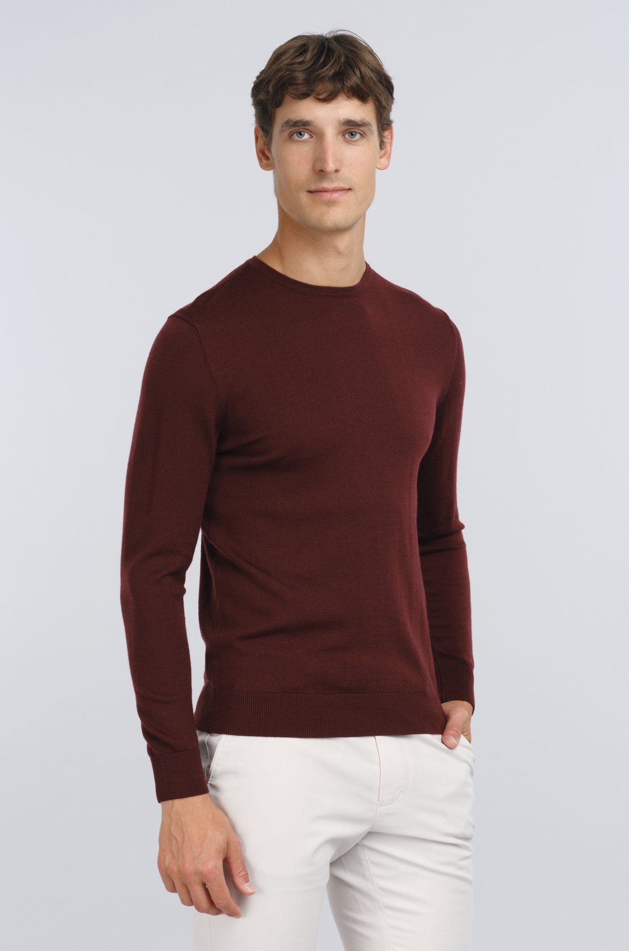 Vínový merino svetr Hampstead
