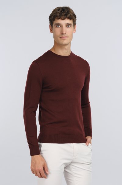 Vínový merino svetr Hampstead