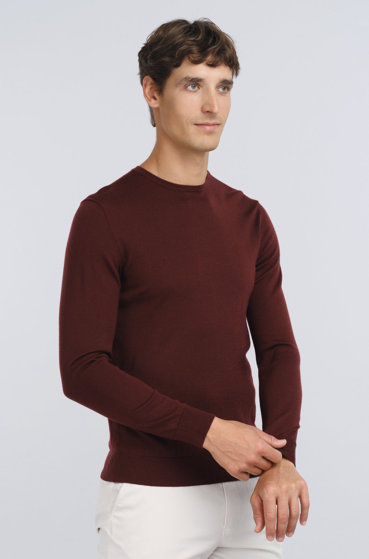 Vínový merino svetr Hampstead