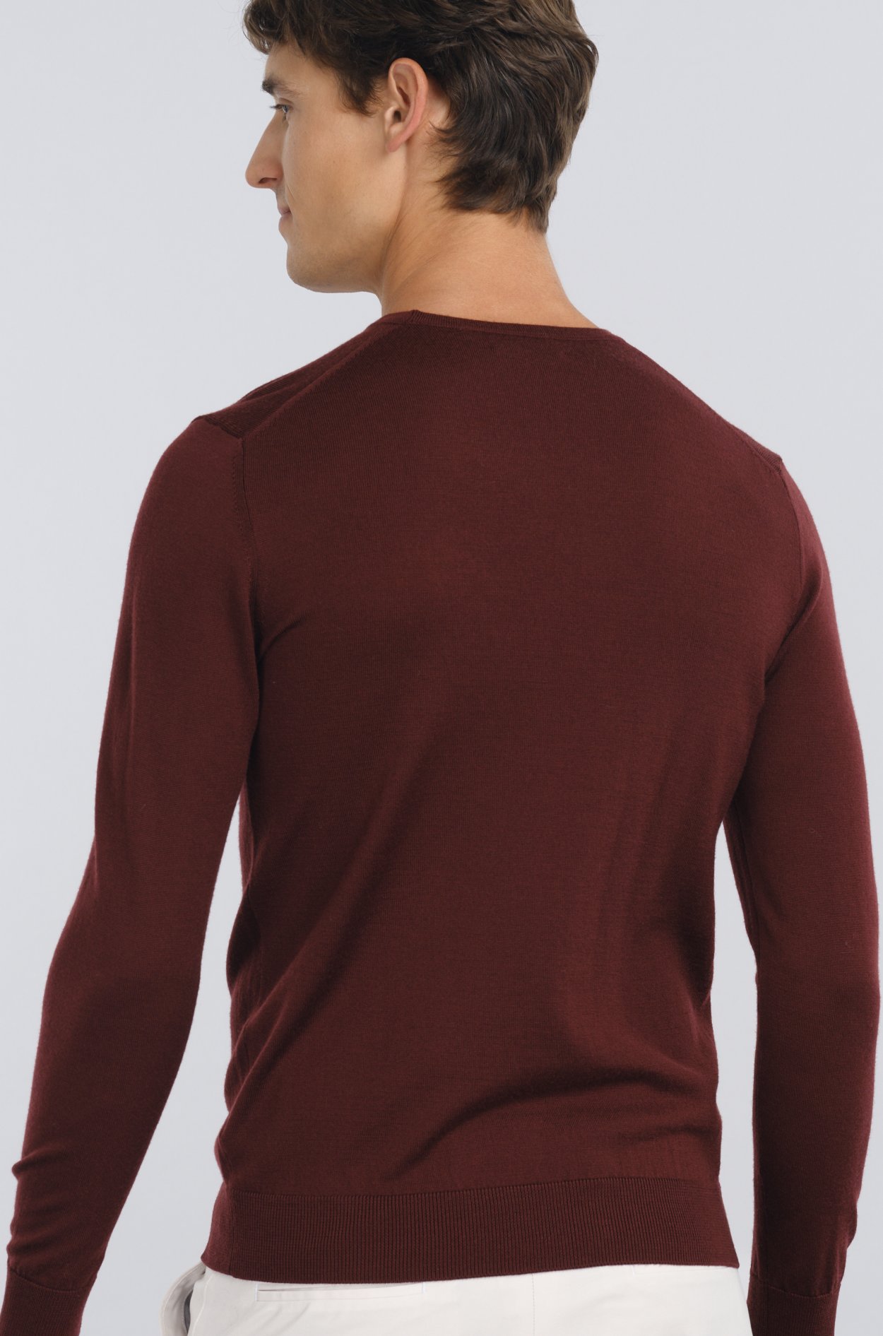 Vínový merino svetr Hampstead