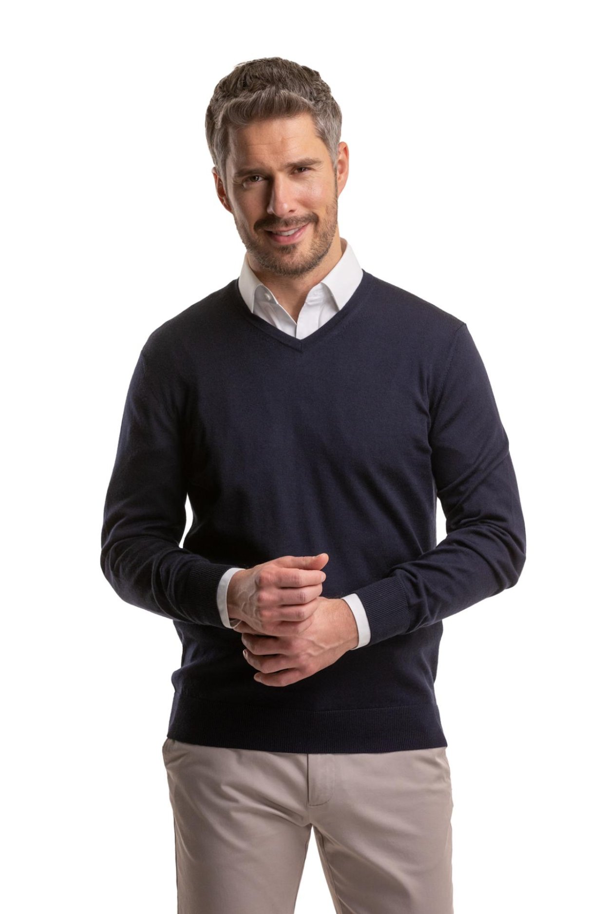 Tmavě modrý merino svetr Highgate