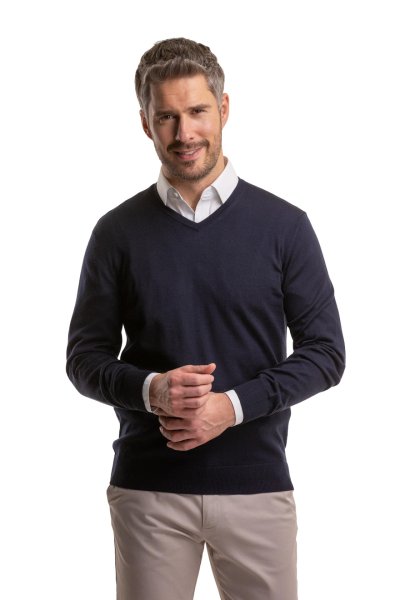 Tmavě modrý merino svetr Highgate