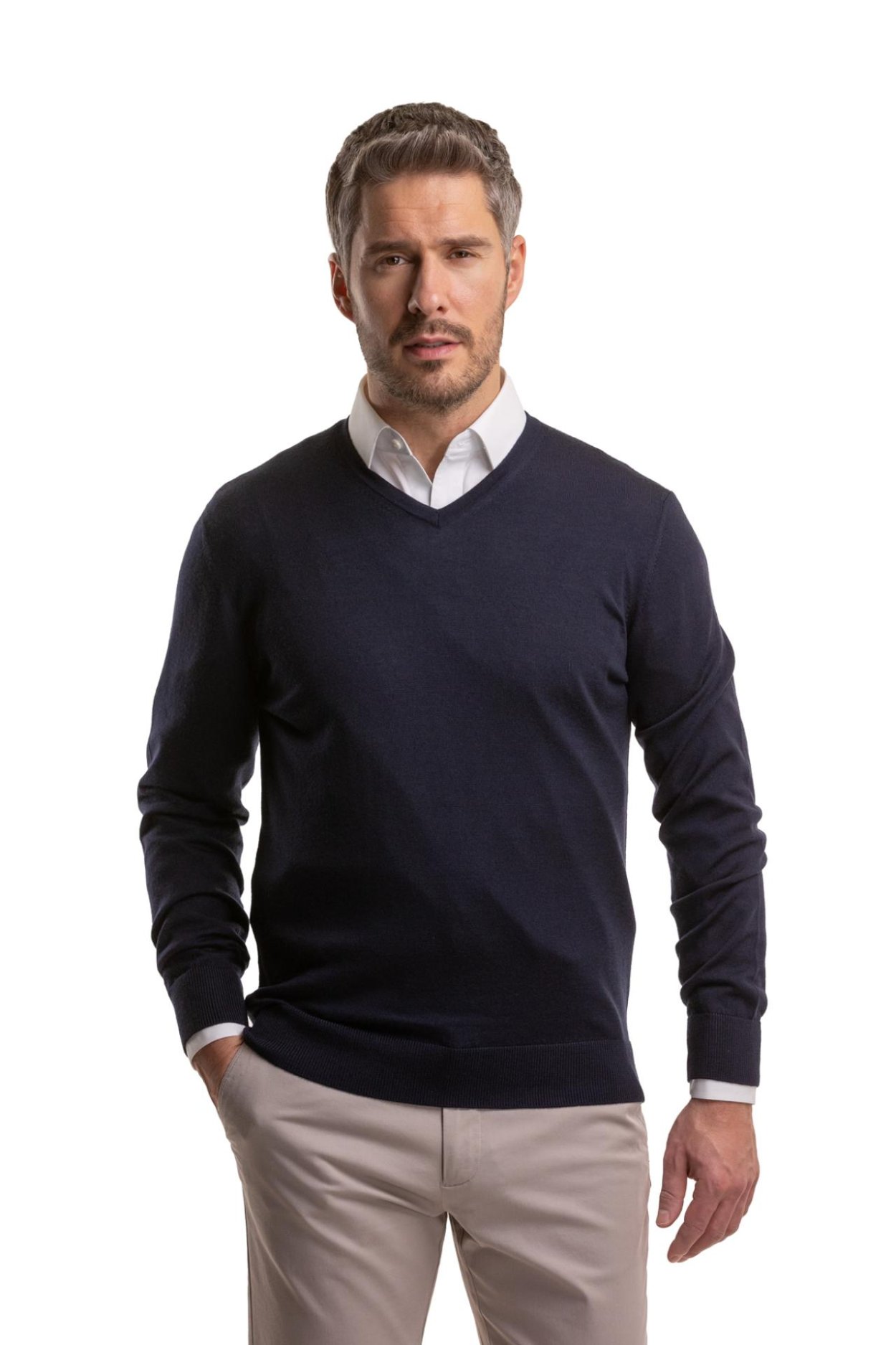 Tmavě modrý merino svetr Highgate