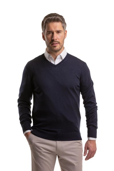 Tmavě modrý merino svetr Highgate