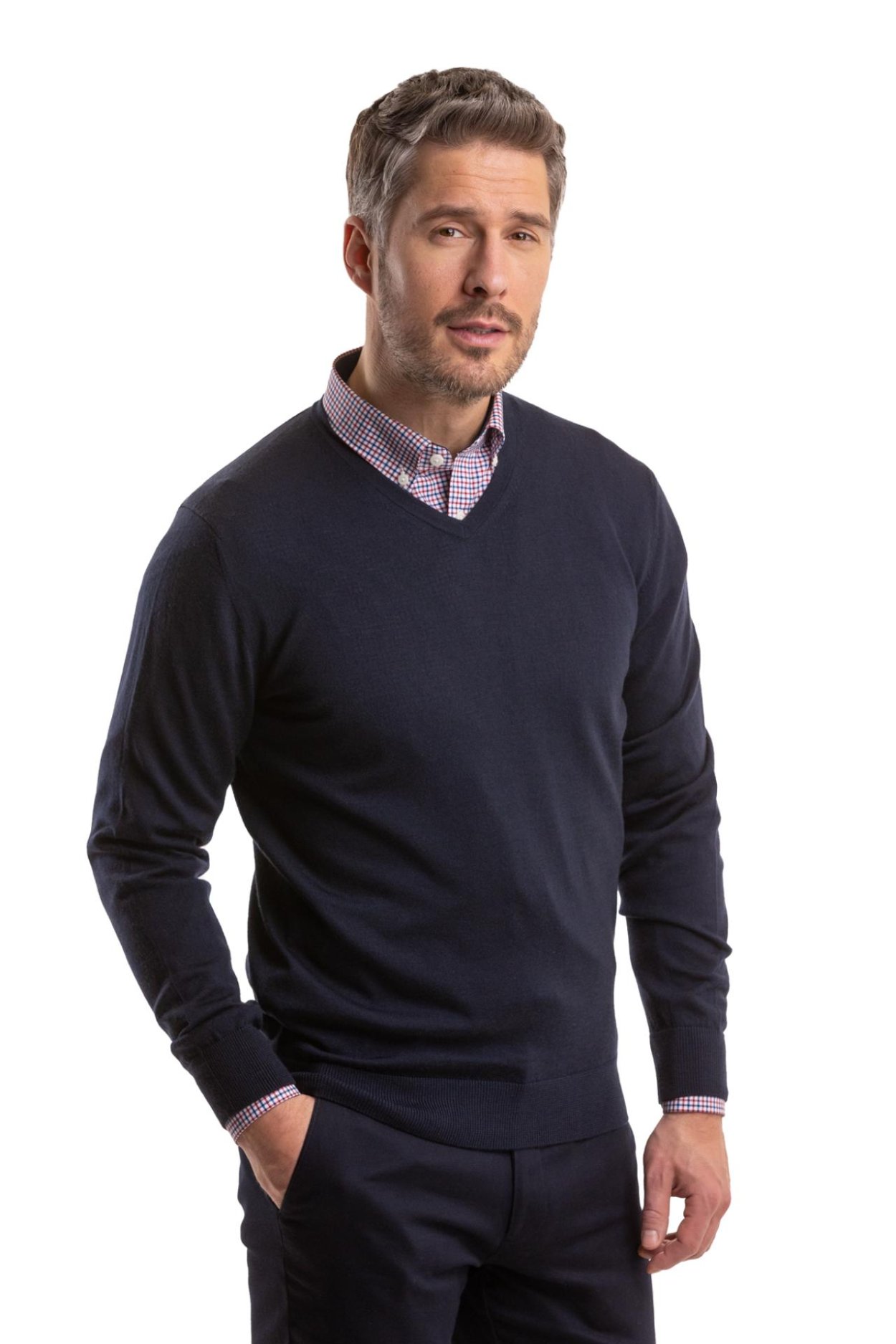 Tmavě modrý merino svetr Highgate