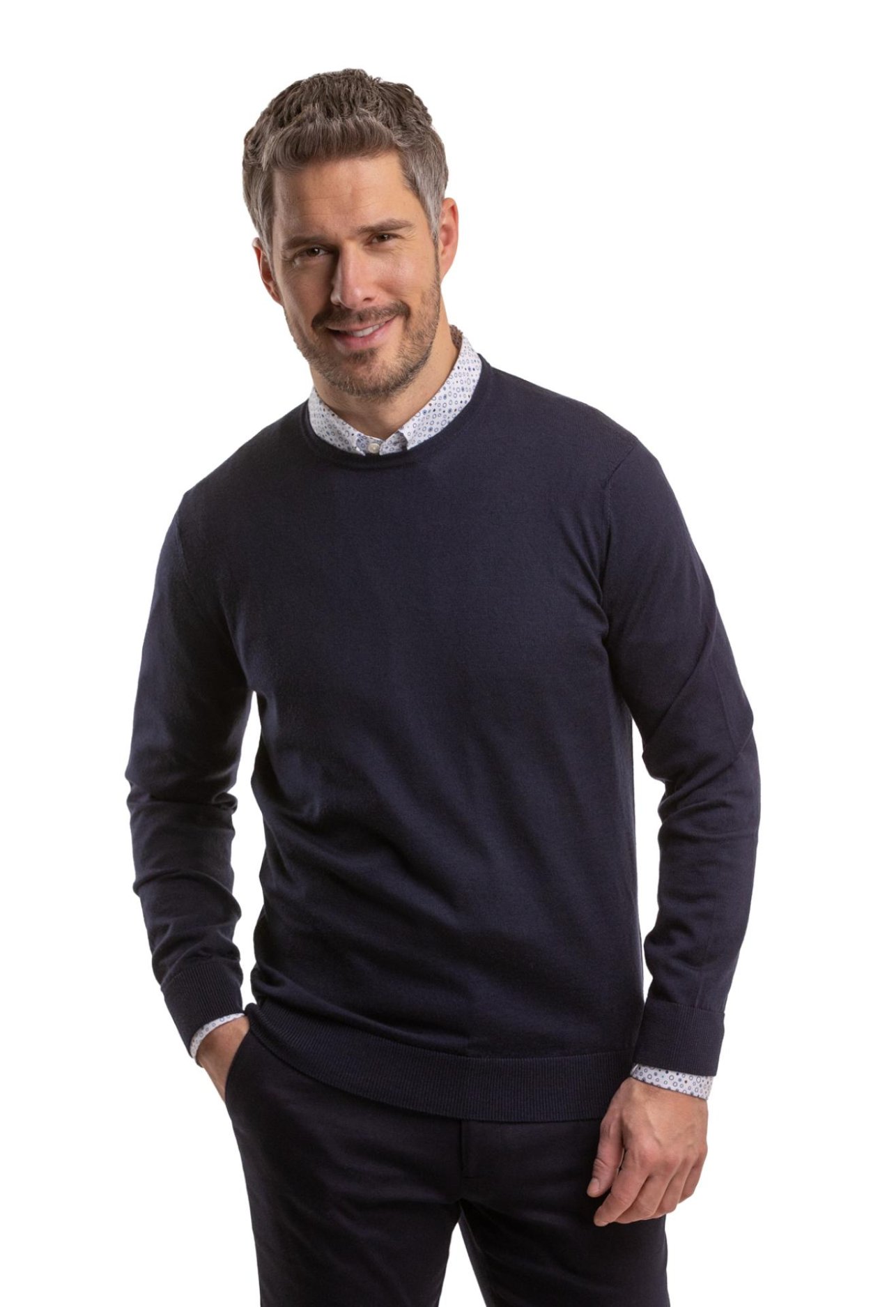 Tmavě modrý merino svetr Hampstead