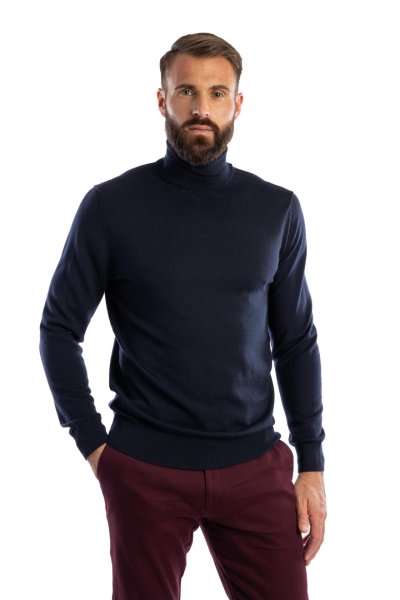 Tmavě modrý merino rolák Hoxton