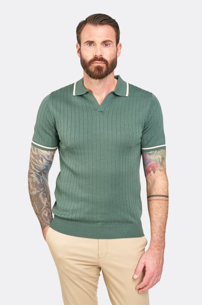 Olivové bavlněné polo tričko Atrani