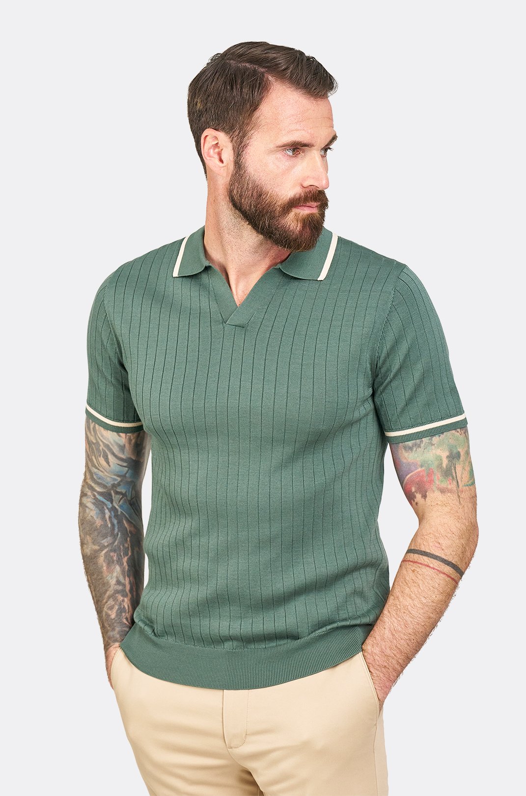 Olivové bavlněné polo tričko Atrani