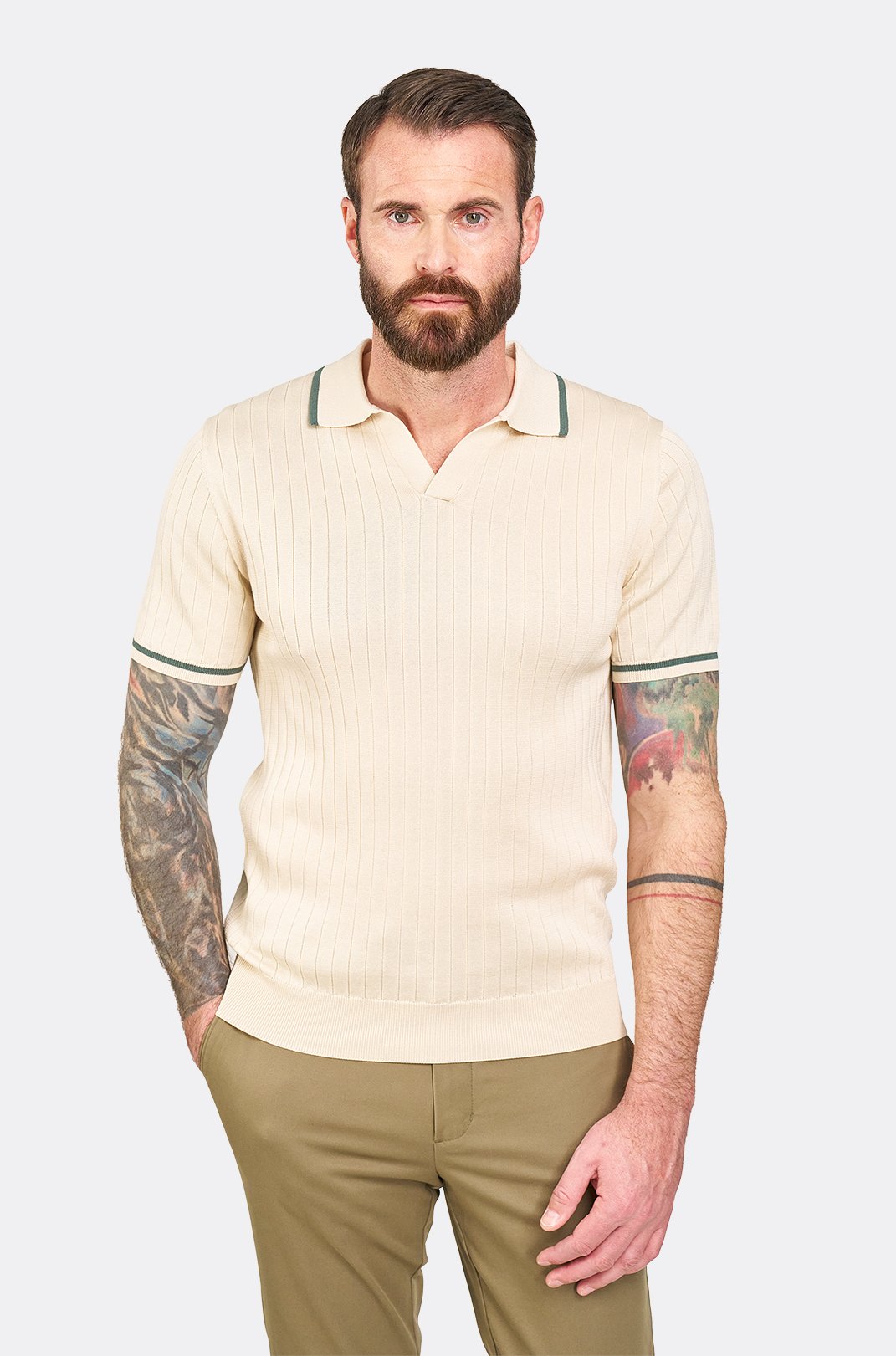 Krémové bavlněné polo tričko Atrani