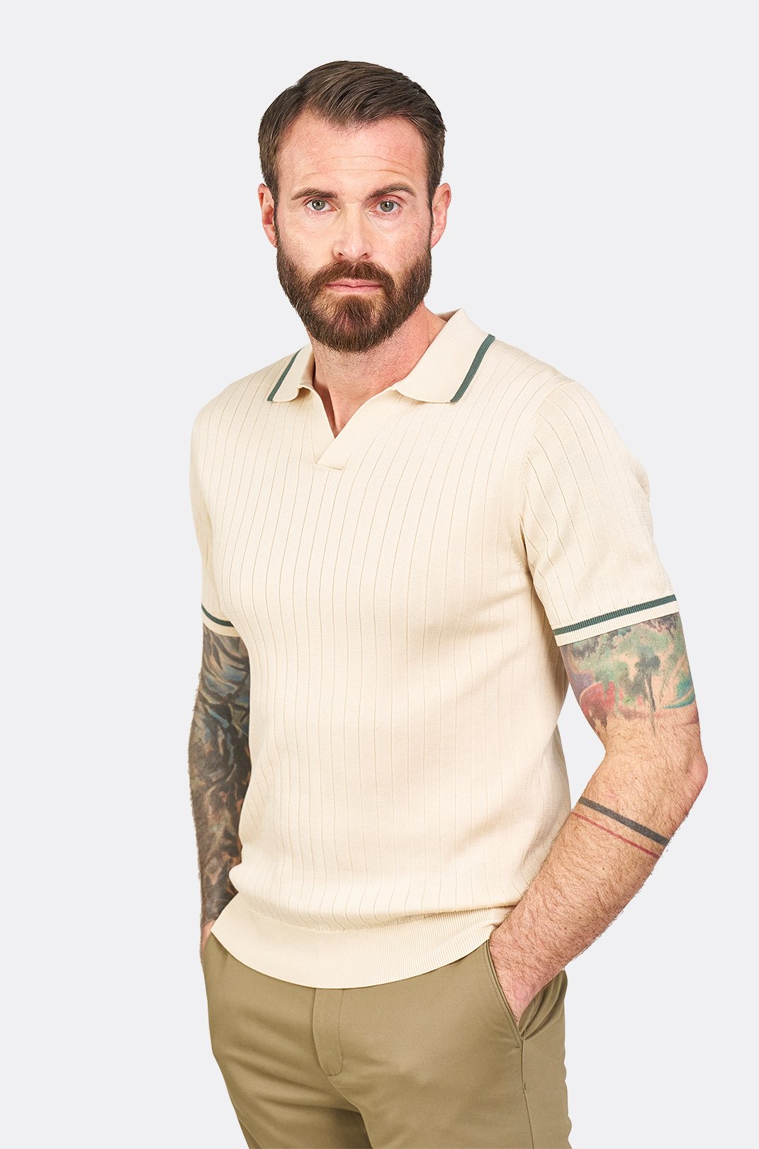 Krémové bavlněné polo tričko Atrani