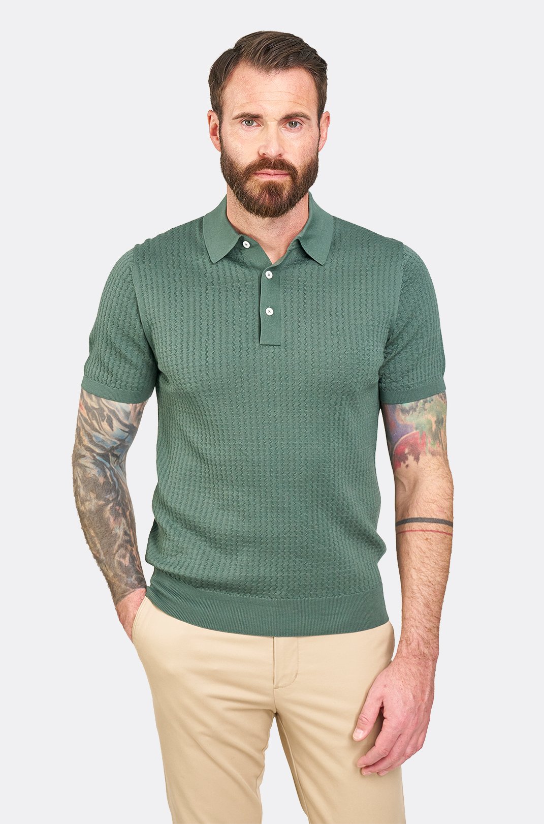 Olivové bavlněné polo tričko Mariolu